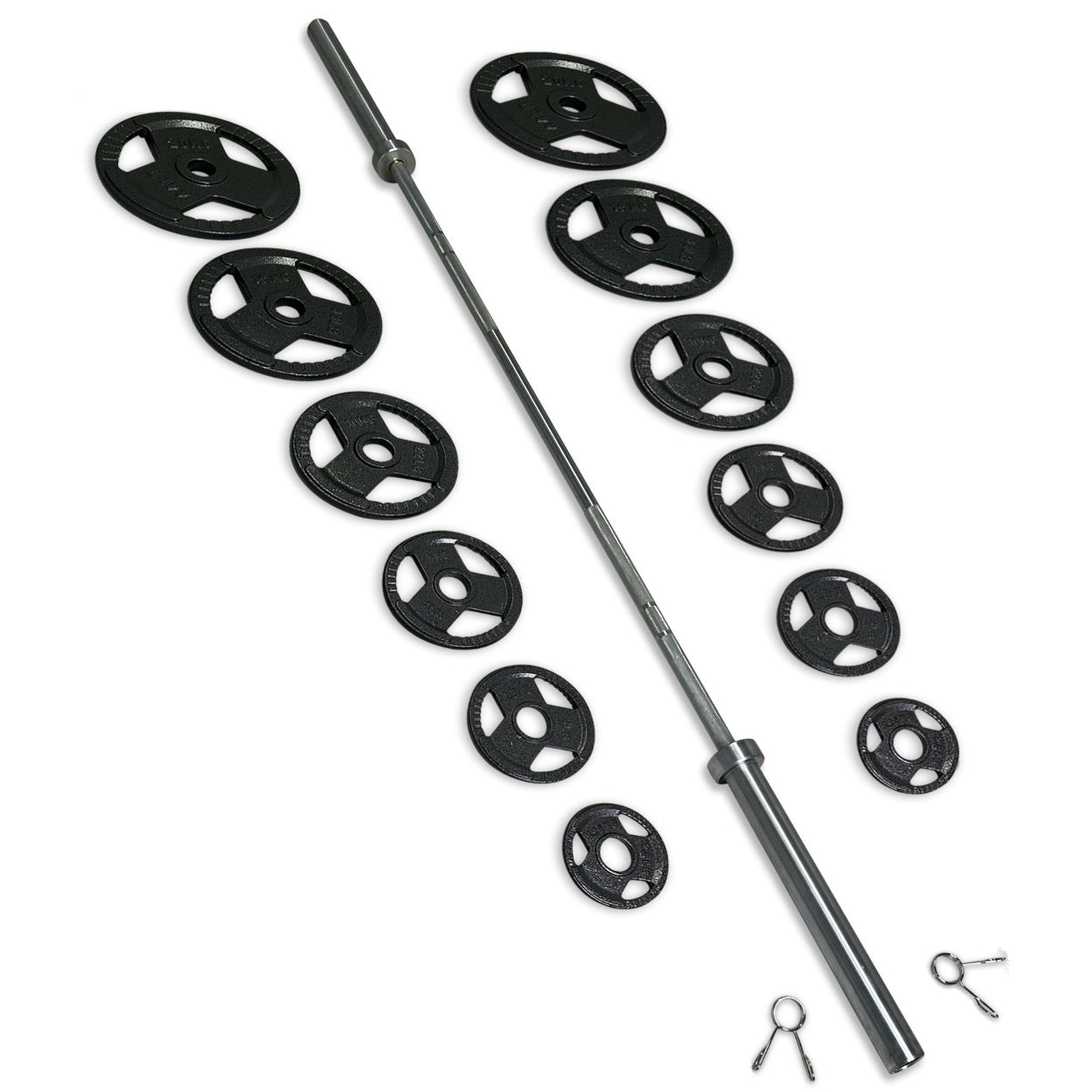 115-127.5kg Cast Iron Tri-Grip Barbell Set