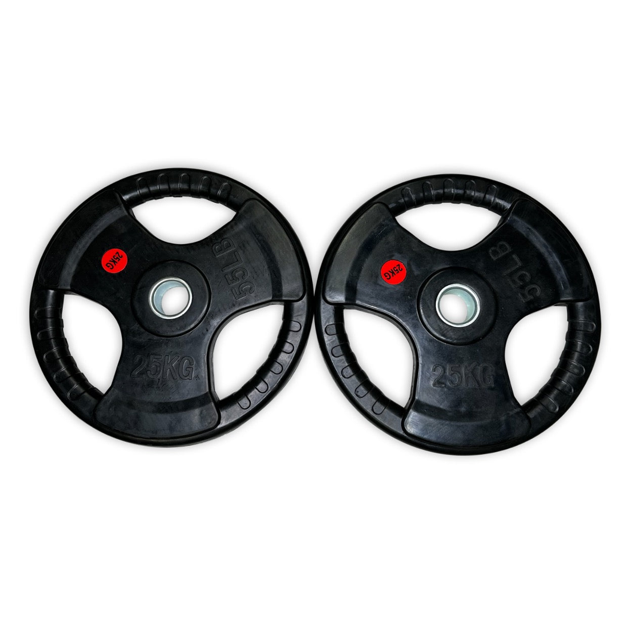2x 25kg Rubber Coated Tri-Grip Plates