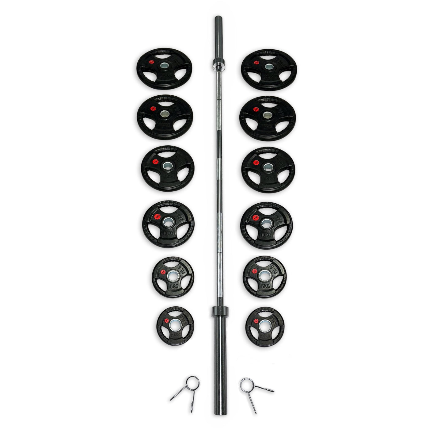 175kg Rubber Coated Tri-Grip Barbell Set