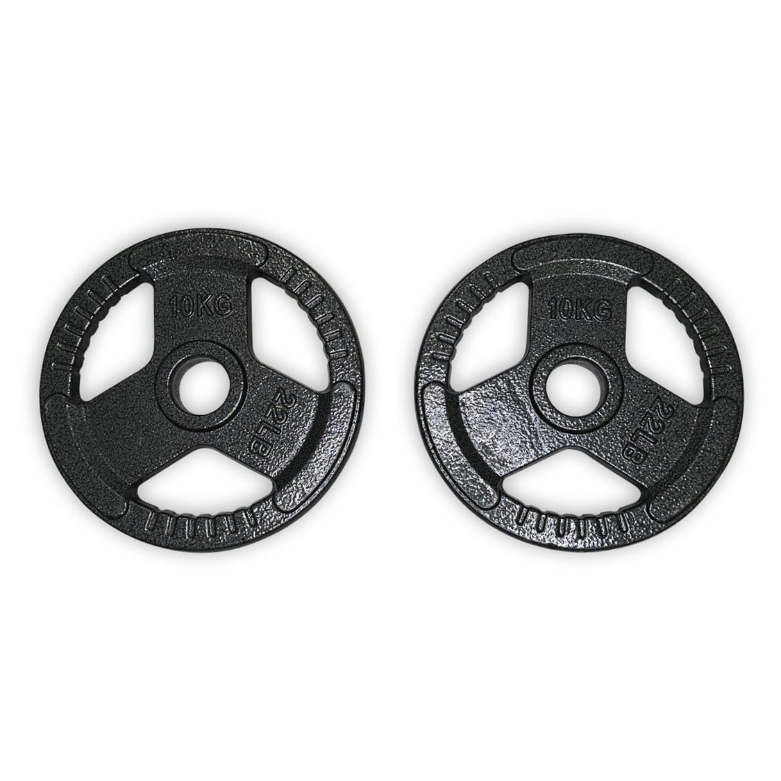 2x 10kg Cast Iron Tri-Grip Plates