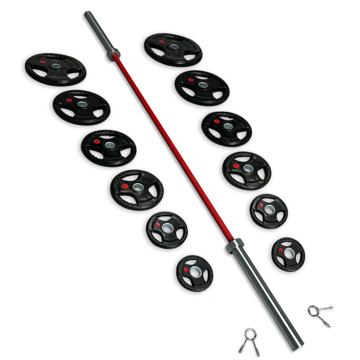 175kg Rubber Coated Tri-Grip Barbell Set