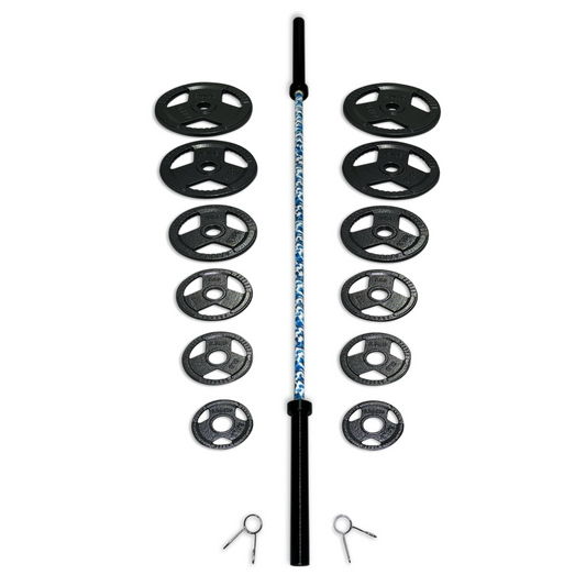 115-127.5kg Cast Iron Tri-Grip Barbell Set