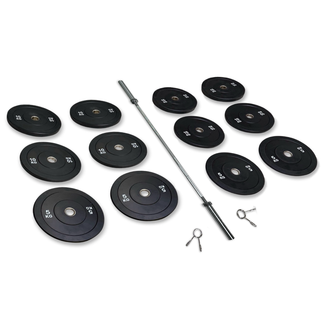 128-140kg Bumper Barbell Set