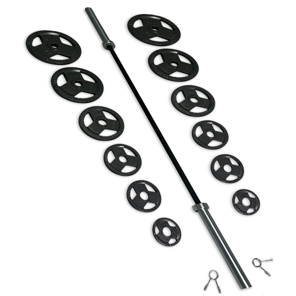 115-127.5kg Cast Iron Tri-Grip Barbell Set