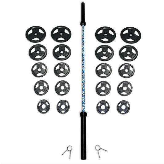 155kg Cast Iron Tri-Grip Barbell Set