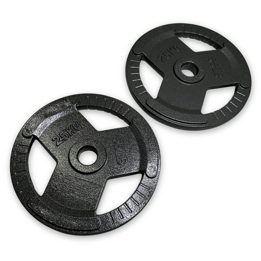 2x 25kg Cast Iron Tri-Grip Plates