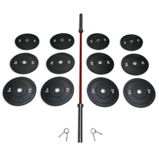 128-140kg Bumper Barbell Set