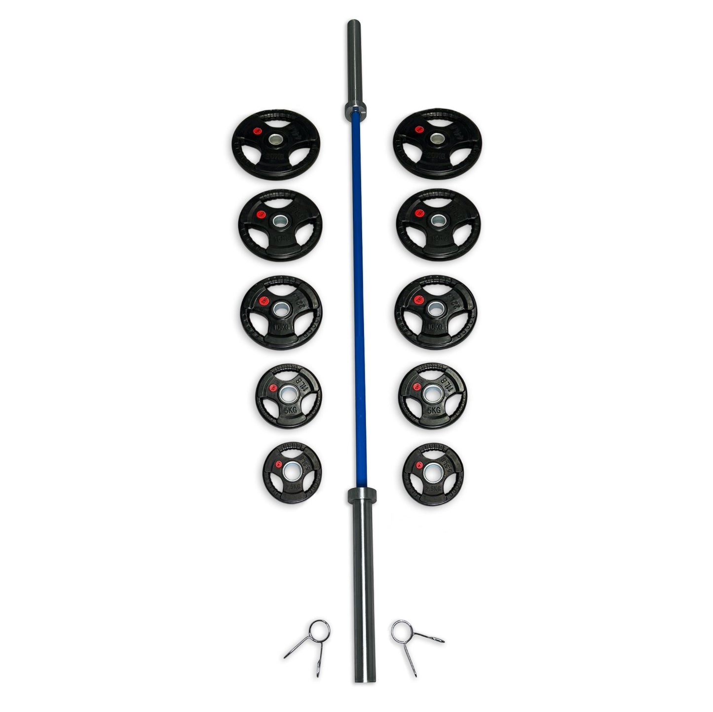113-125kg Rubber Coated Tri-Grip Barbell Set