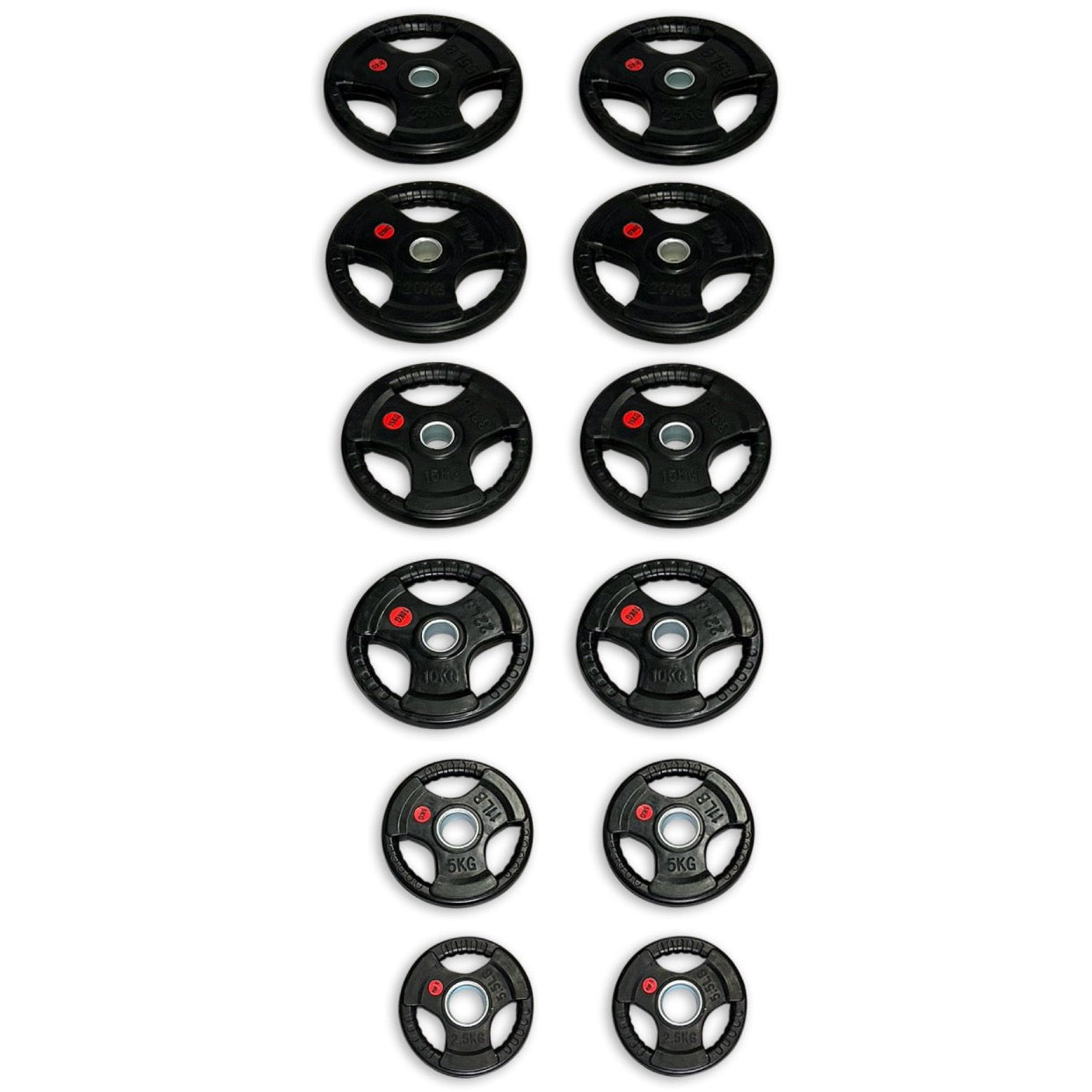 155kg Rubber Coated Tri-Grip Plates Set