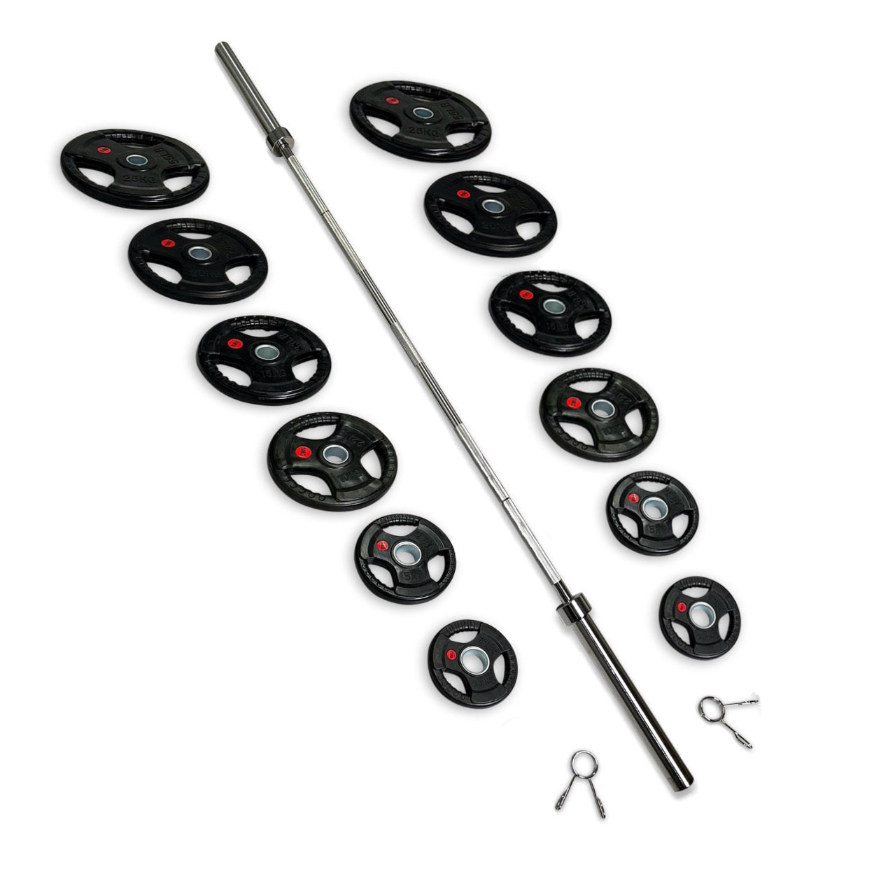 175kg Rubber Coated Tri-Grip Barbell Set