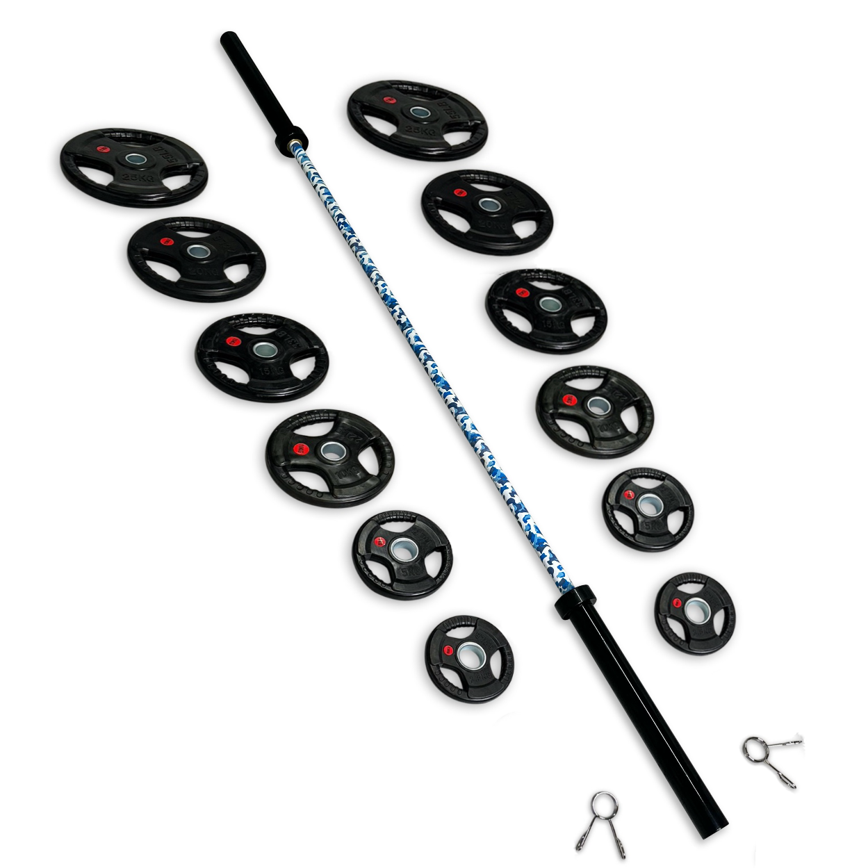 175kg Rubber Coated Tri-Grip Barbell Set