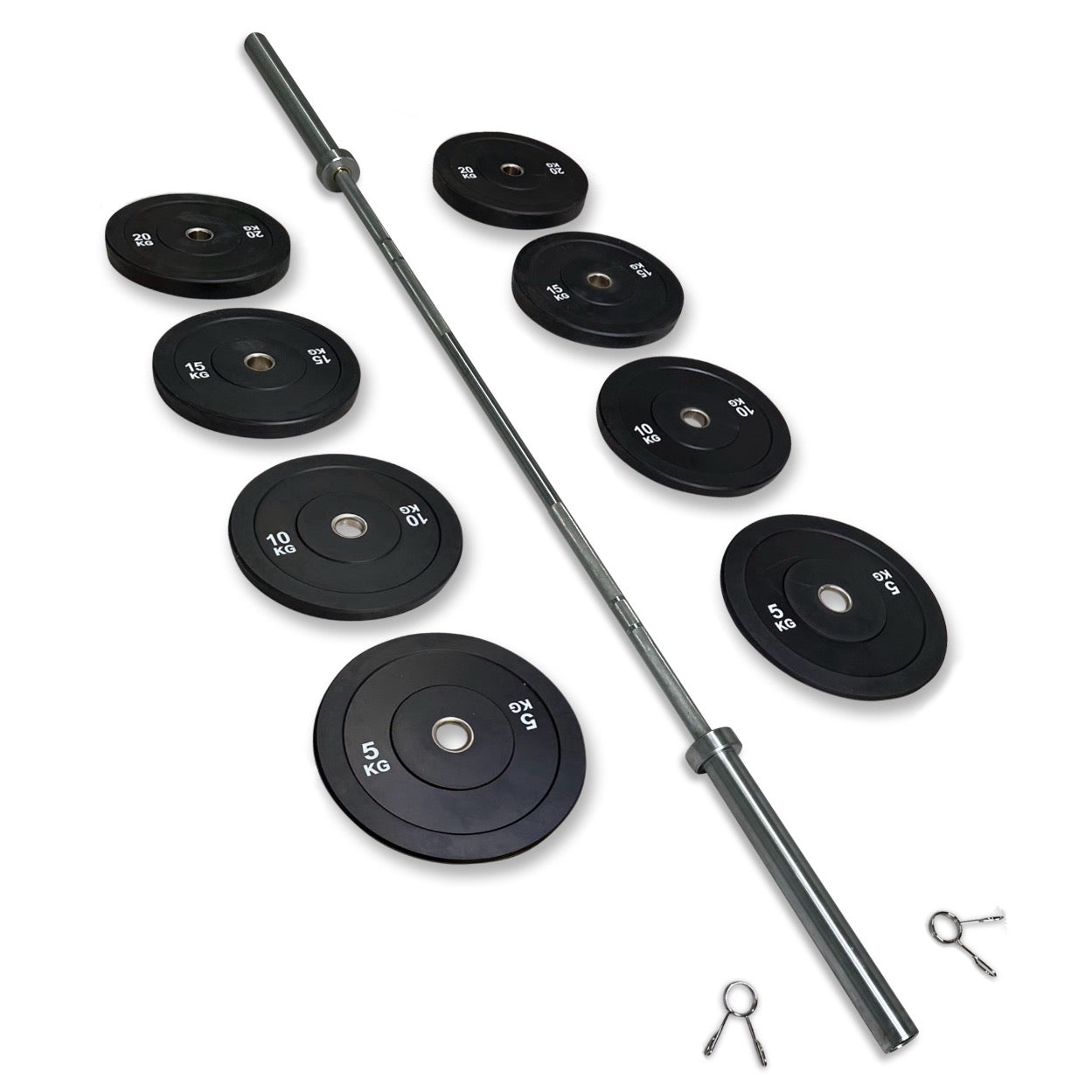108-120kg Bumper Barbell Set