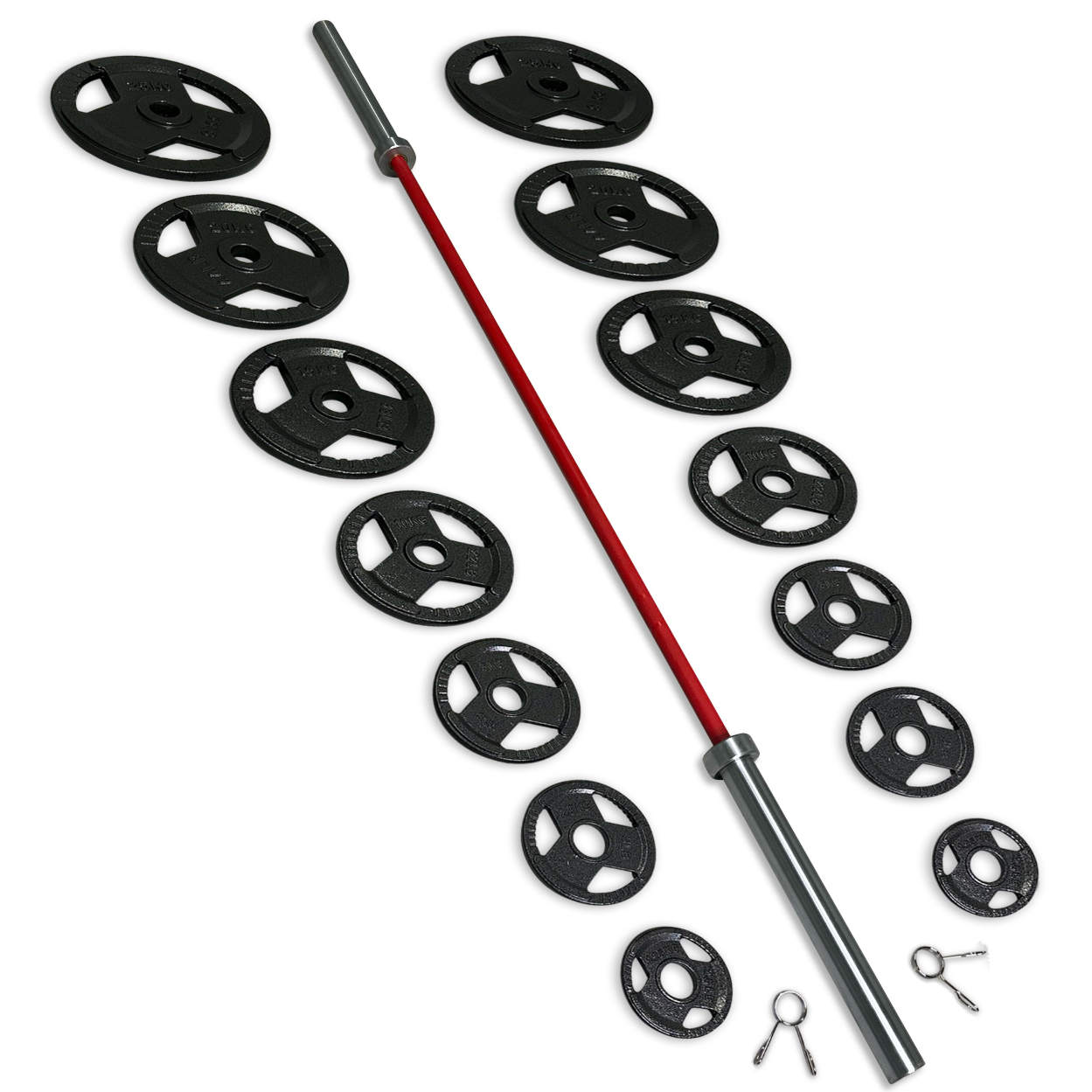 165-177.5kg Cast Iron Tri-Grip Barbell Set