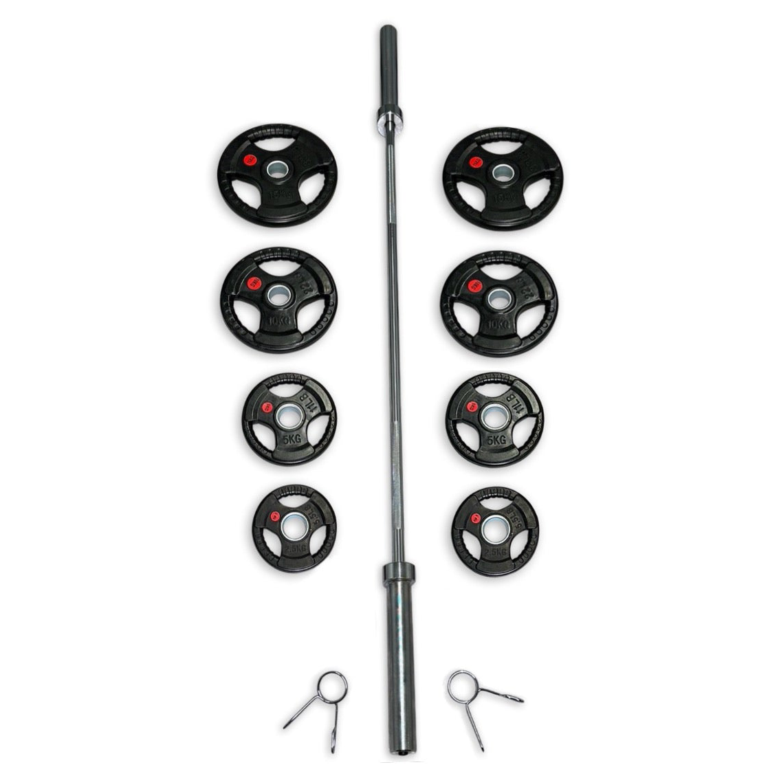 73-85kg Rubber Coated Tri-Grip Barbell Set