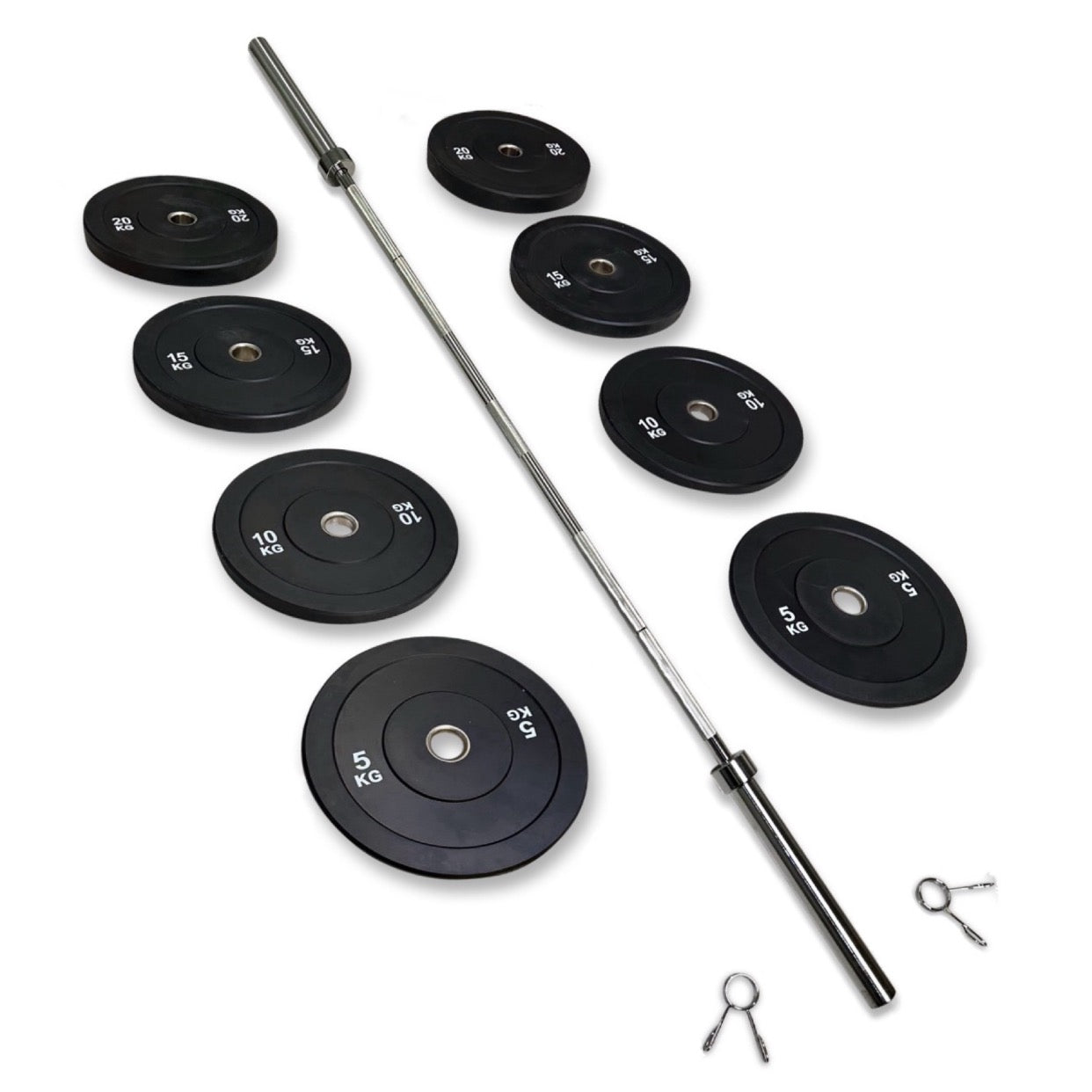 108-120kg Bumper Barbell Set