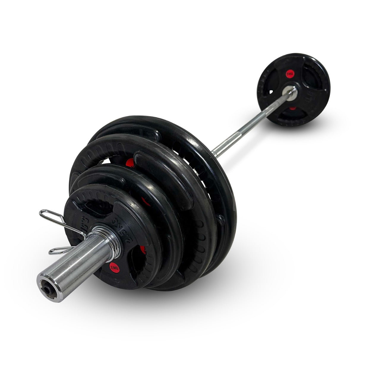 73-85kg Rubber Coated Tri-Grip Barbell Set