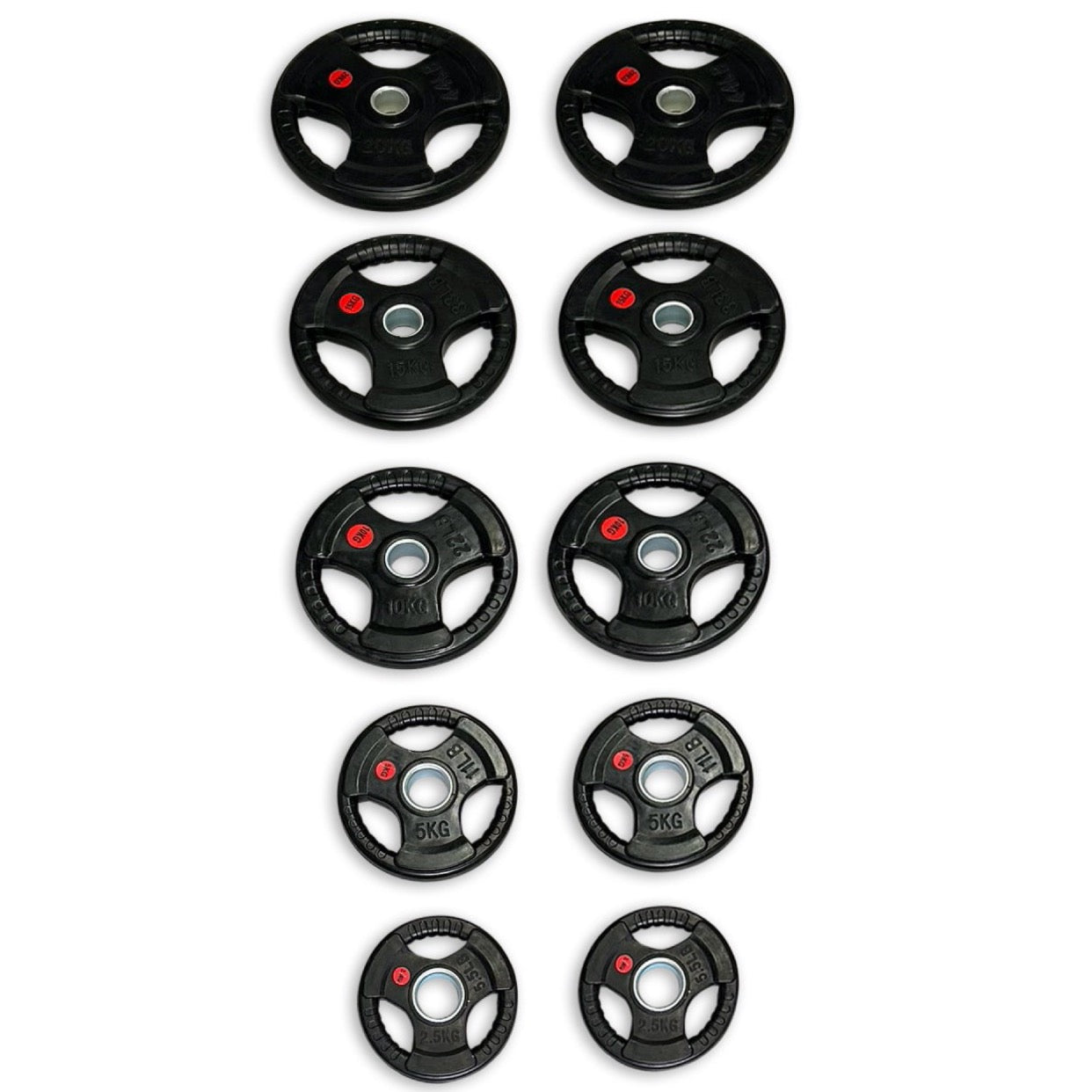 105kg Rubber Coated Tri-Grip Plates Set