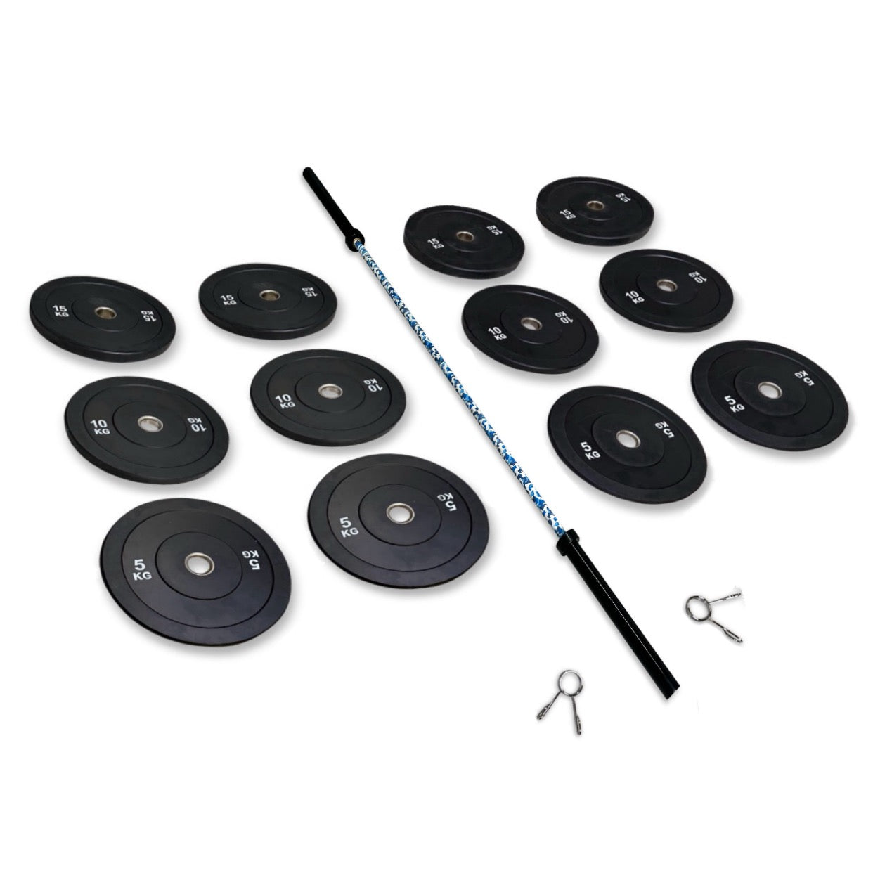128-140kg Bumper Barbell Set