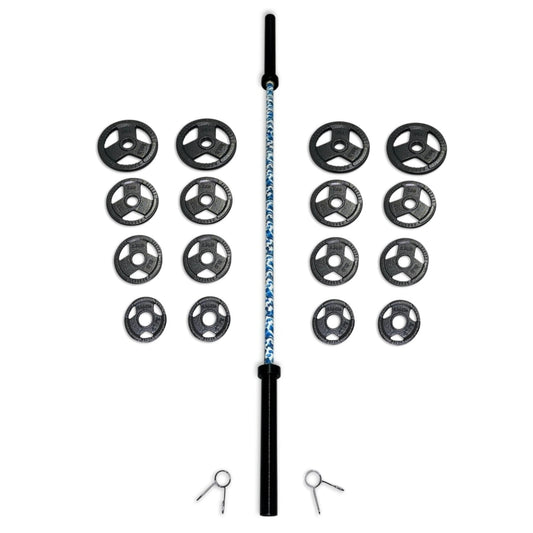 95kg Cast Iron Tri-Grip Barbell Set