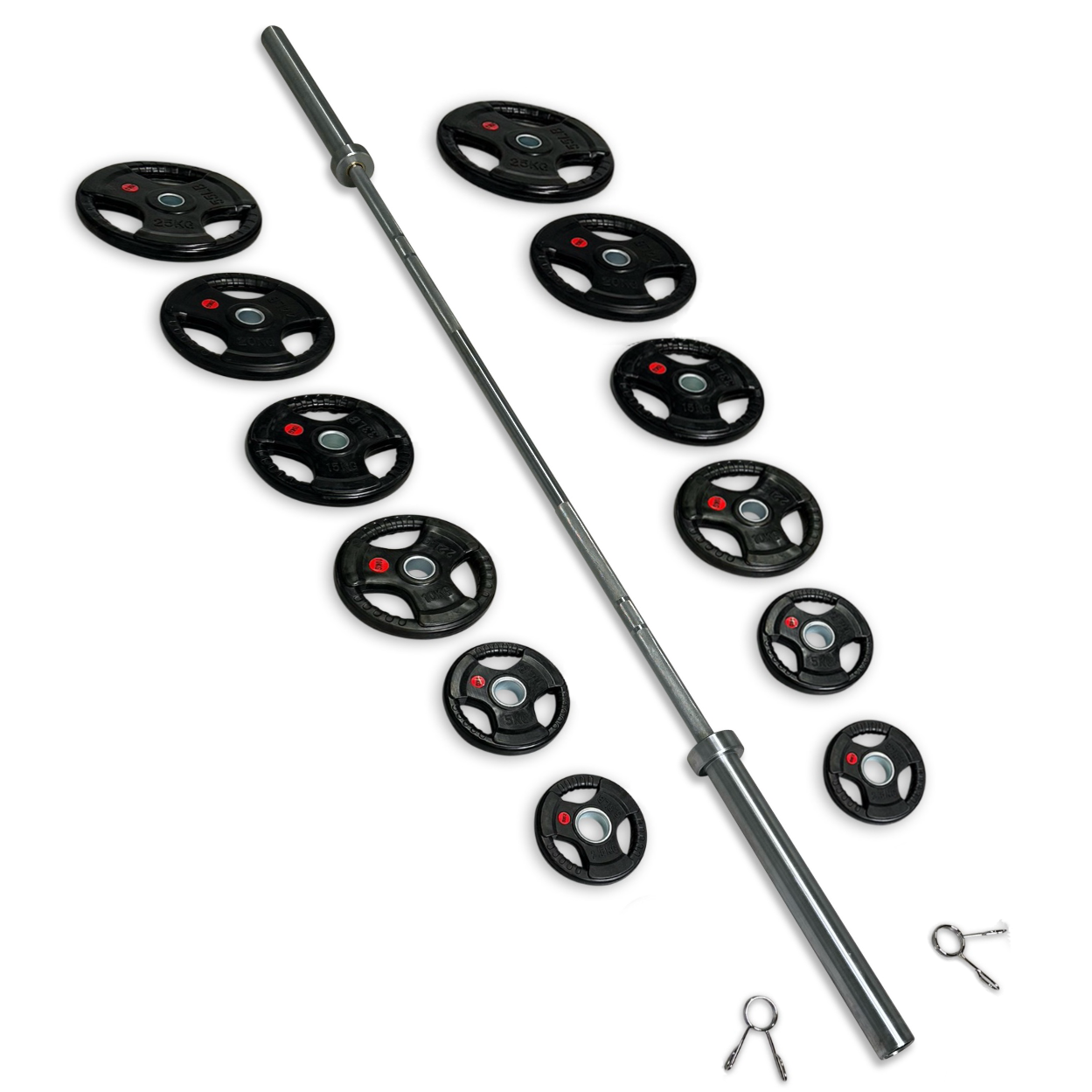 175kg Rubber Coated Tri-Grip Barbell Set