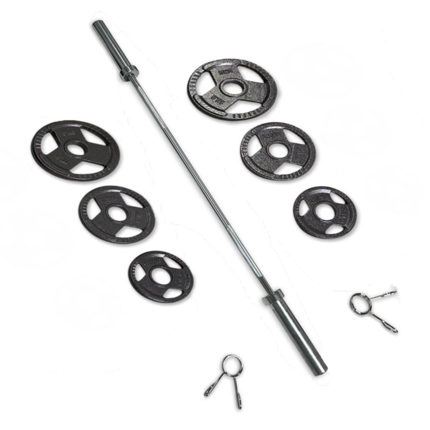 25-37.5kg Cast Iron Tri-Grip Barbell Set