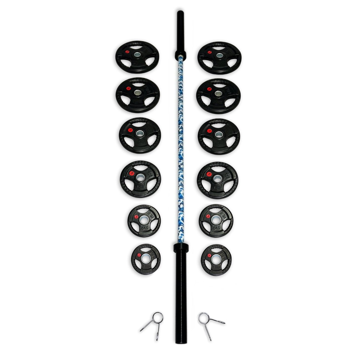 175kg Rubber Coated Tri-Grip Barbell Set
