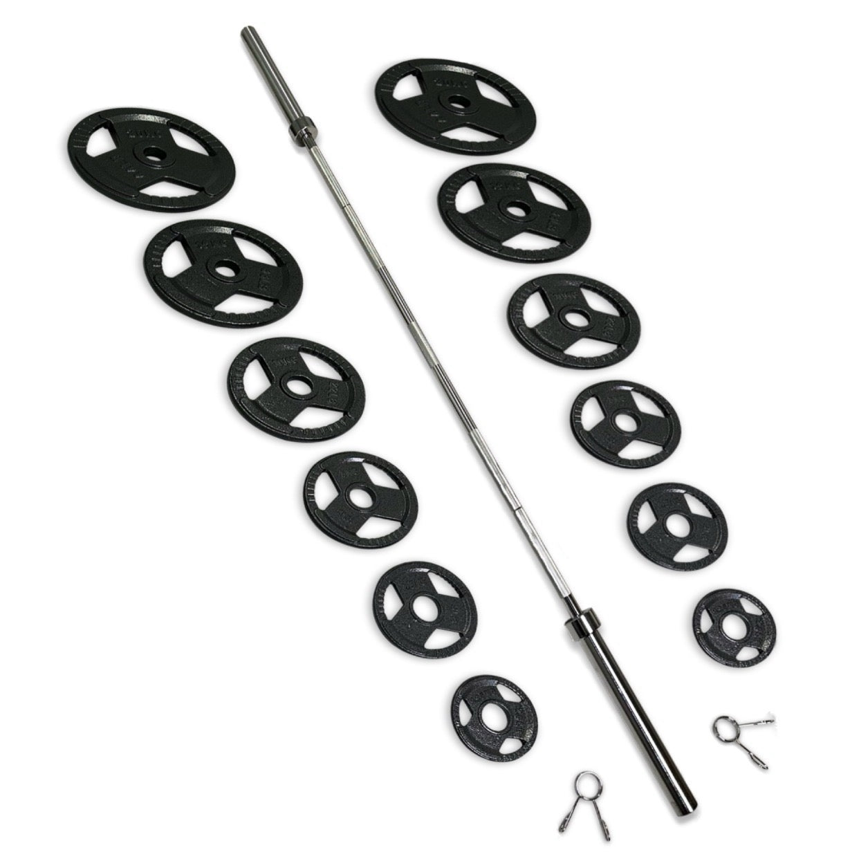 115-127.5kg Cast Iron Tri-Grip Barbell Set