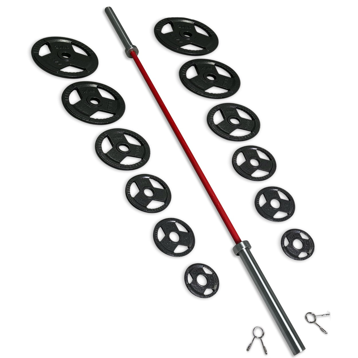 115-127.5kg Cast Iron Tri-Grip Barbell Set