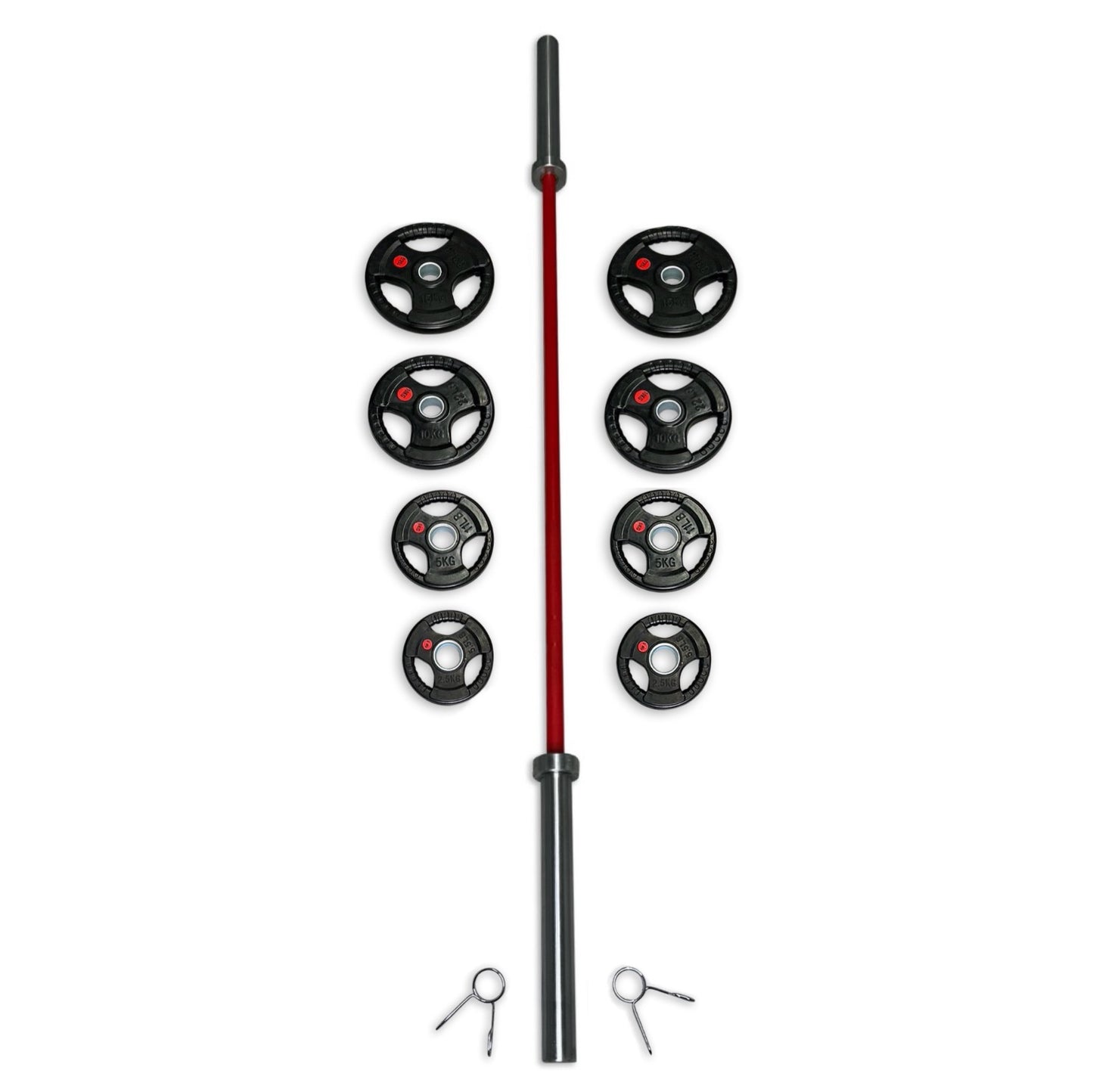 73-85kg Rubber Coated Tri-Grip Barbell Set