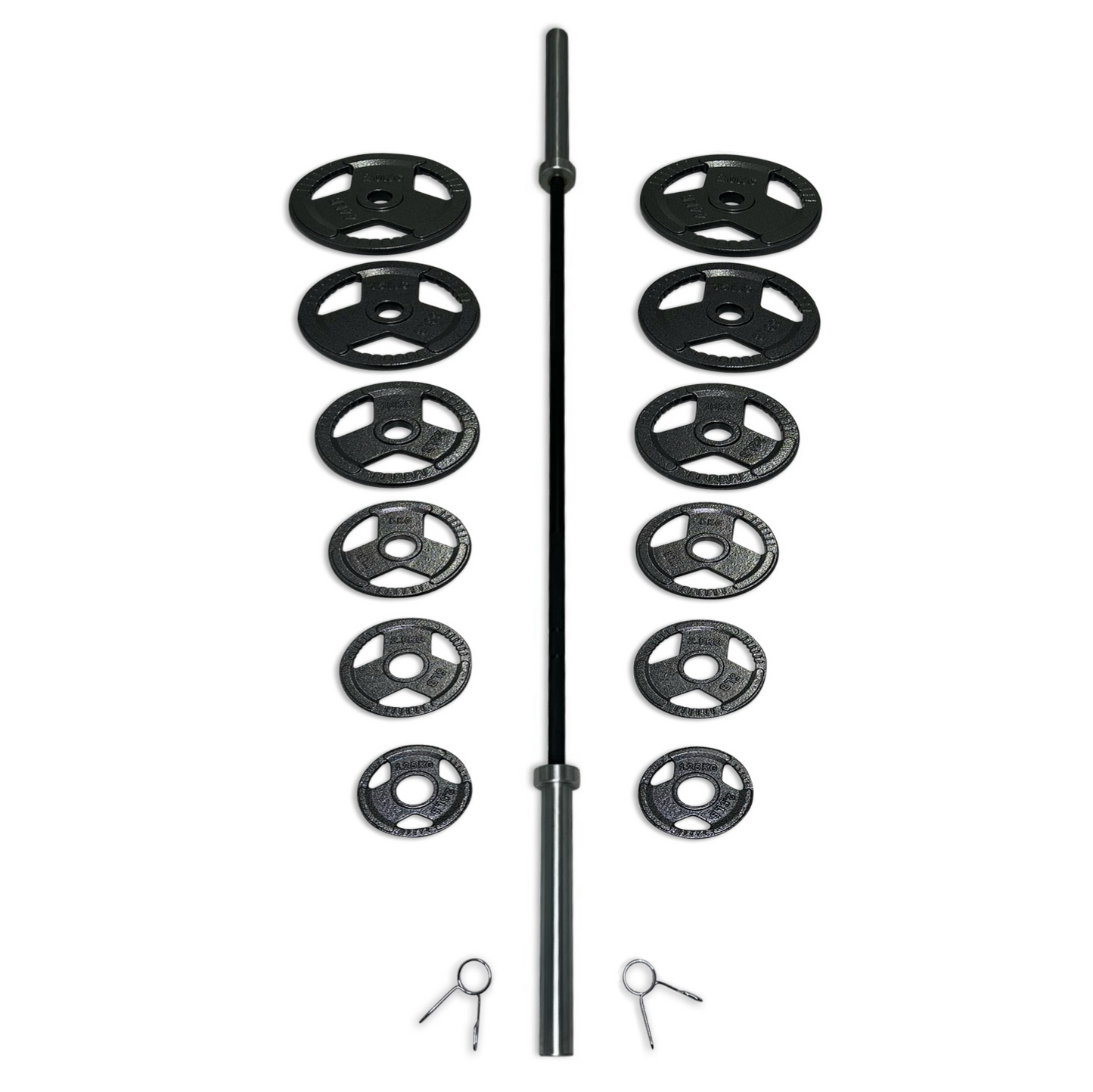 115-127.5kg Cast Iron Tri-Grip Barbell Set