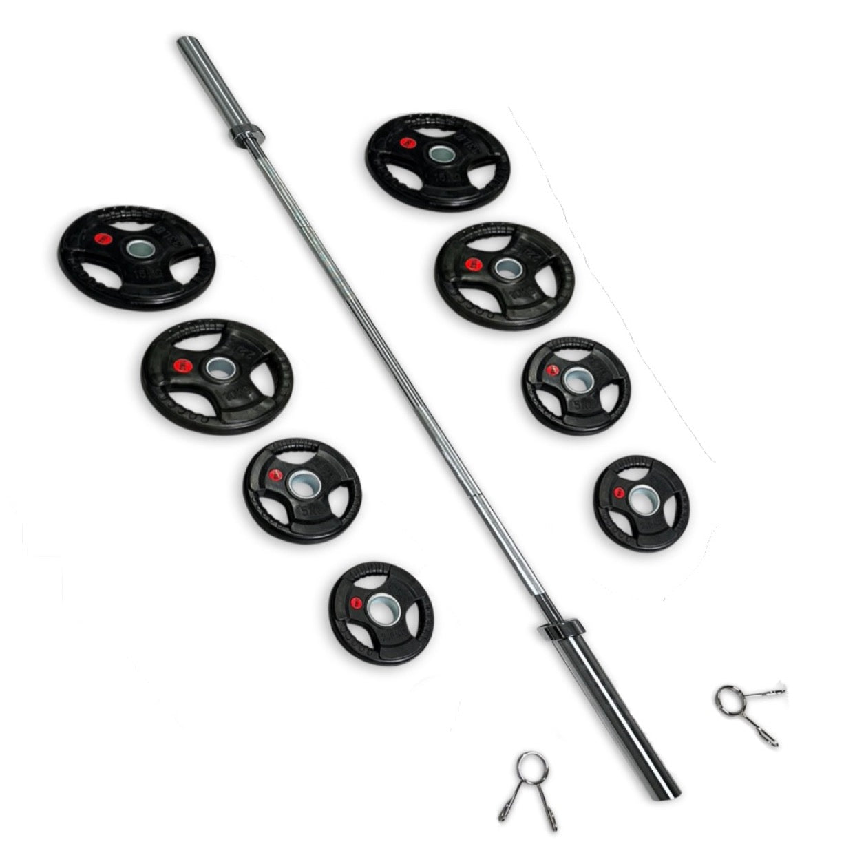 73-85kg Rubber Coated Tri-Grip Barbell Set
