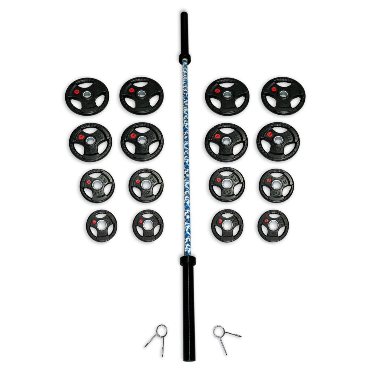 150kg Rubber Coated Tri-Grip Barbell Set