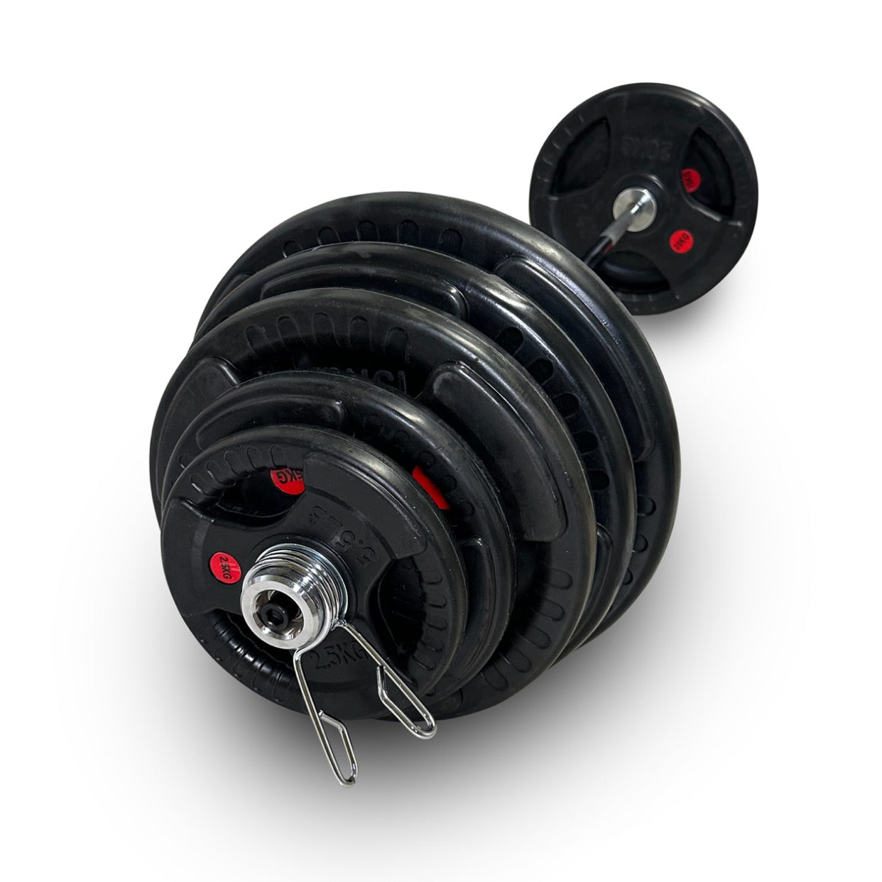 113-125kg Rubber Coated Tri-Grip Barbell Set