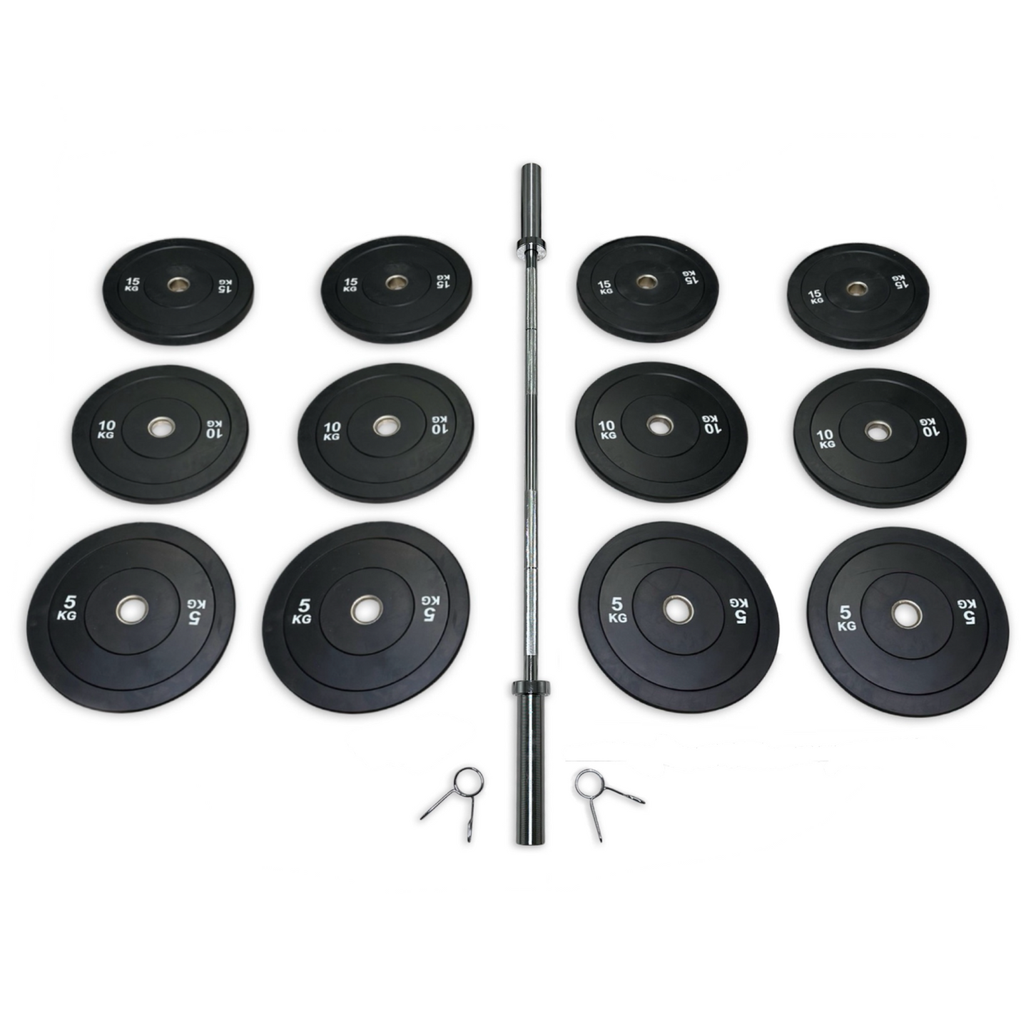 128-140kg Bumper Barbell Set