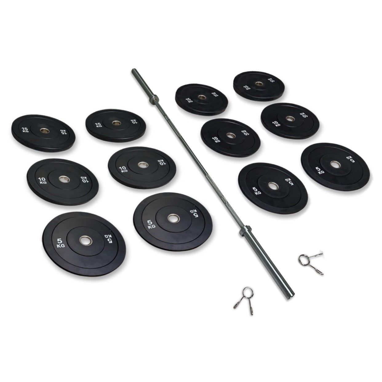 128-140kg Bumper Barbell Set