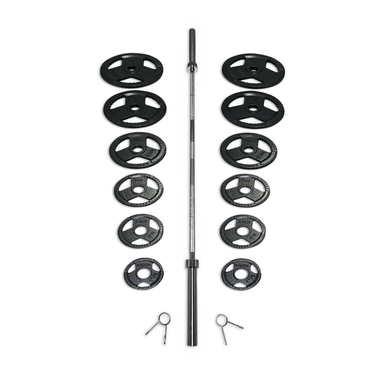115-127.5kg Cast Iron Tri-Grip Barbell Set