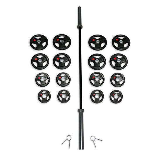 150kg Rubber Coated Tri-Grip Barbell Set