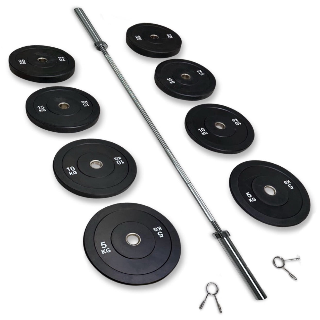 108-120kg Bumper Barbell Set