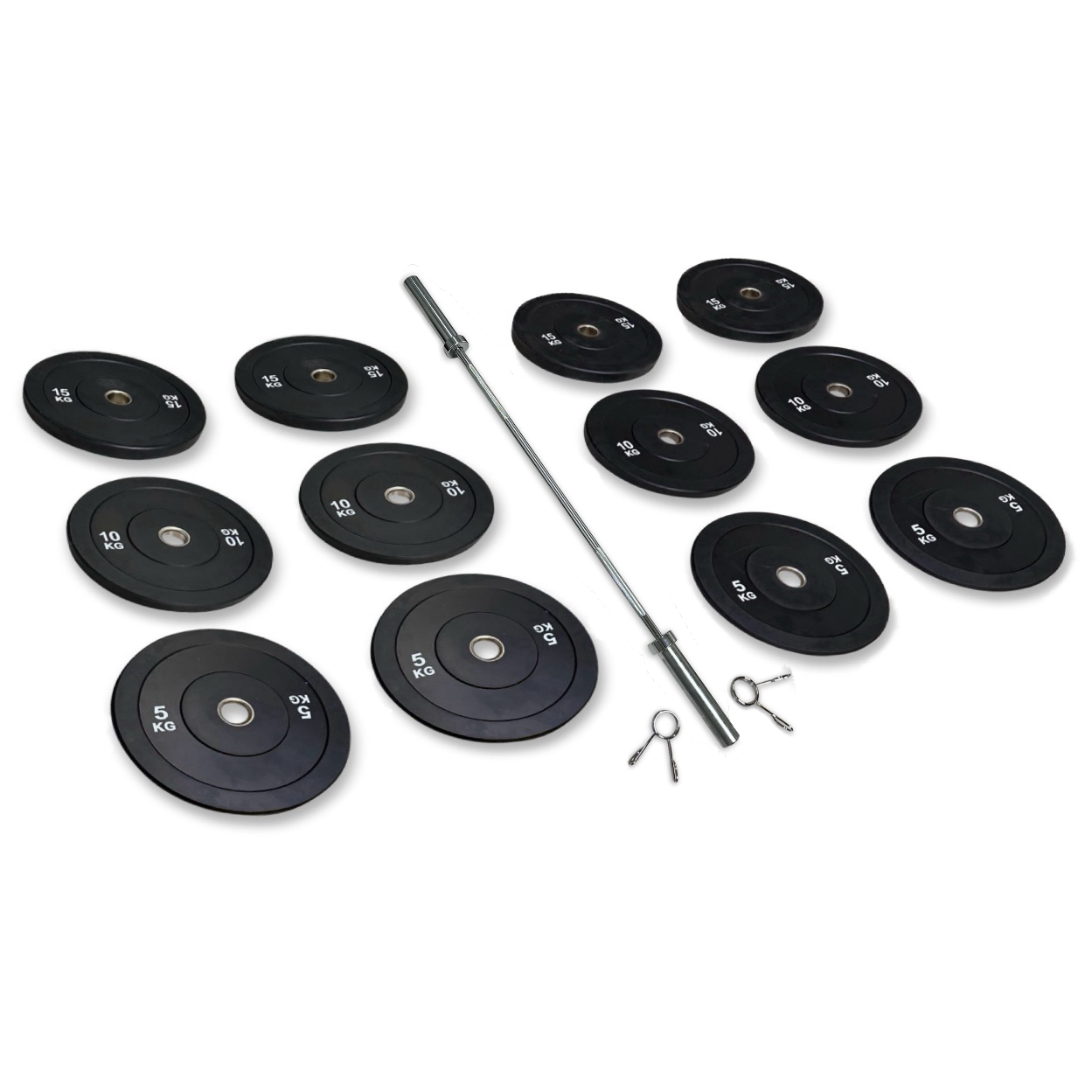 128-140kg Bumper Barbell Set