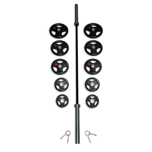 113-125kg Rubber Coated Tri-Grip Barbell Set