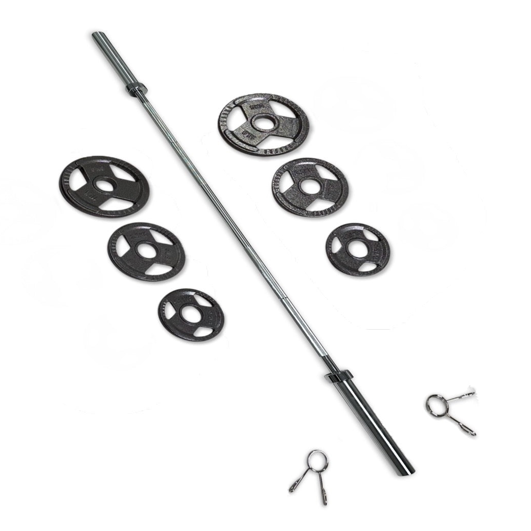 25-37.5kg Cast Iron Tri-Grip Barbell Set