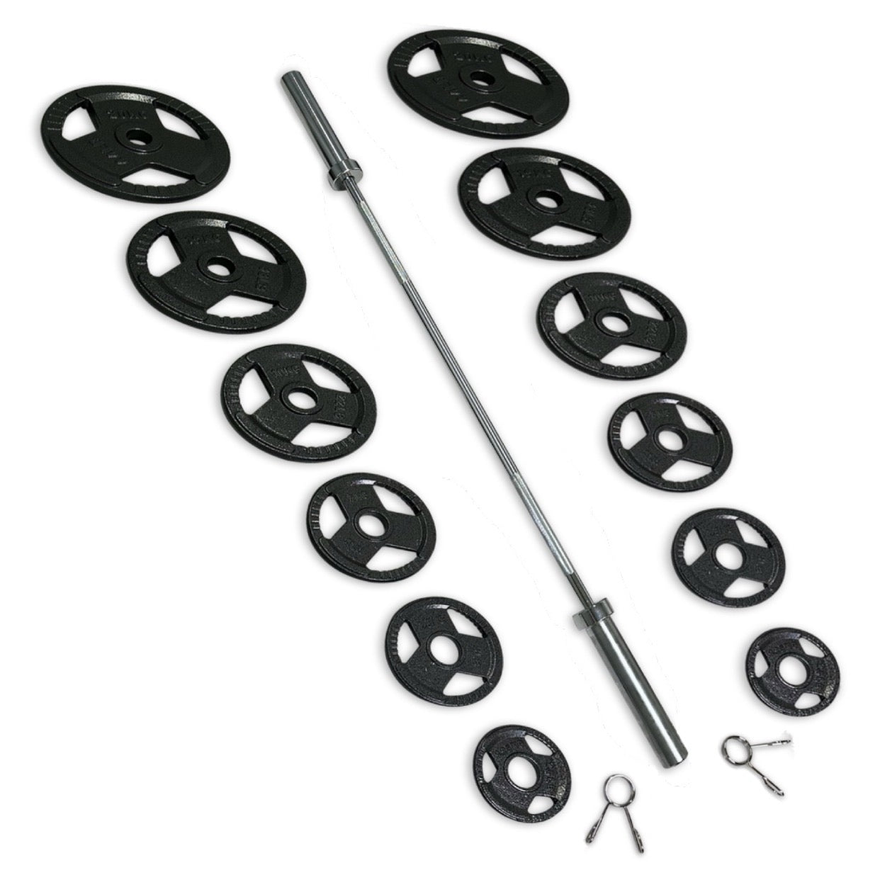 115-127.5kg Cast Iron Tri-Grip Barbell Set