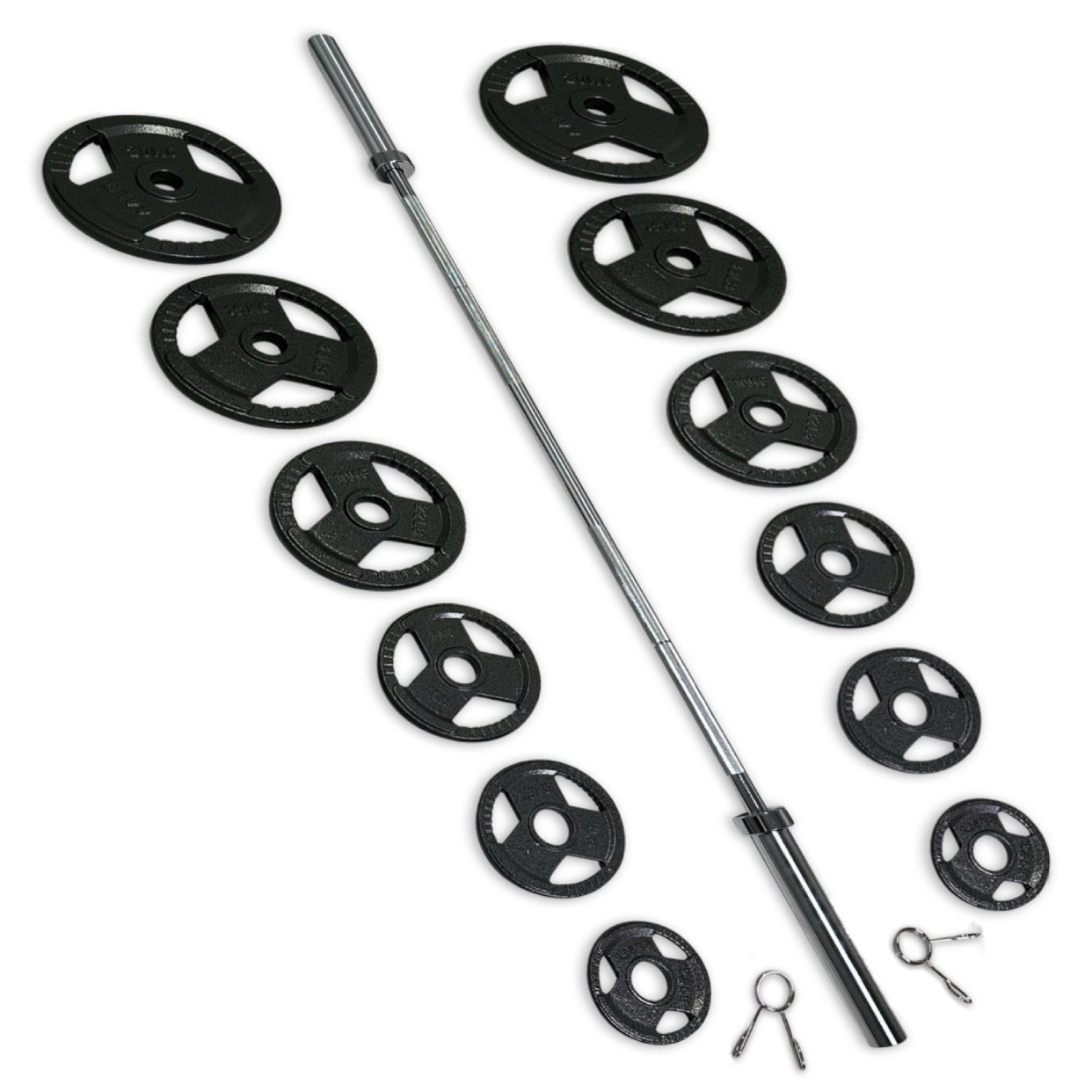 115-127.5kg Cast Iron Tri-Grip Barbell Set