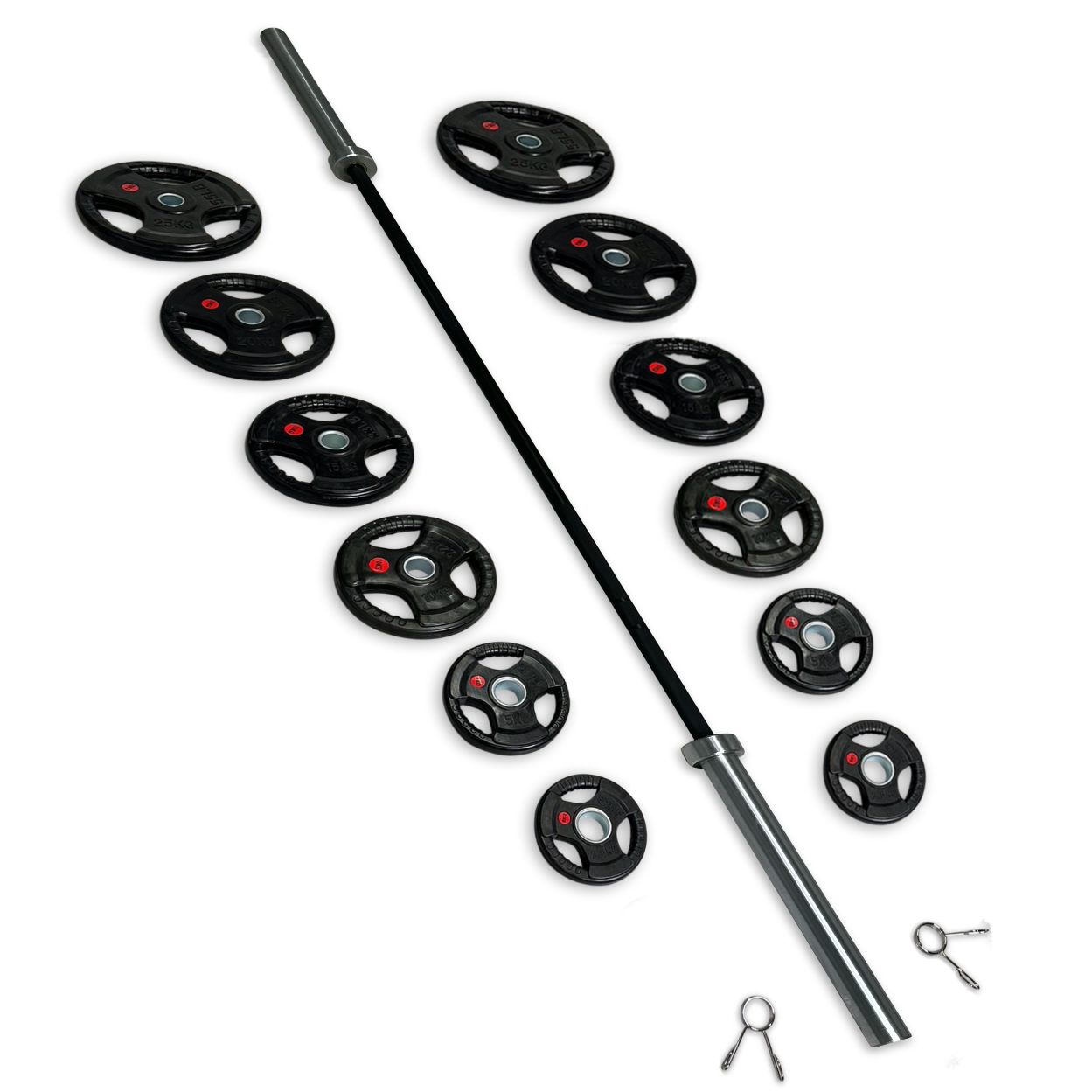 175kg Rubber Coated Tri-Grip Barbell Set
