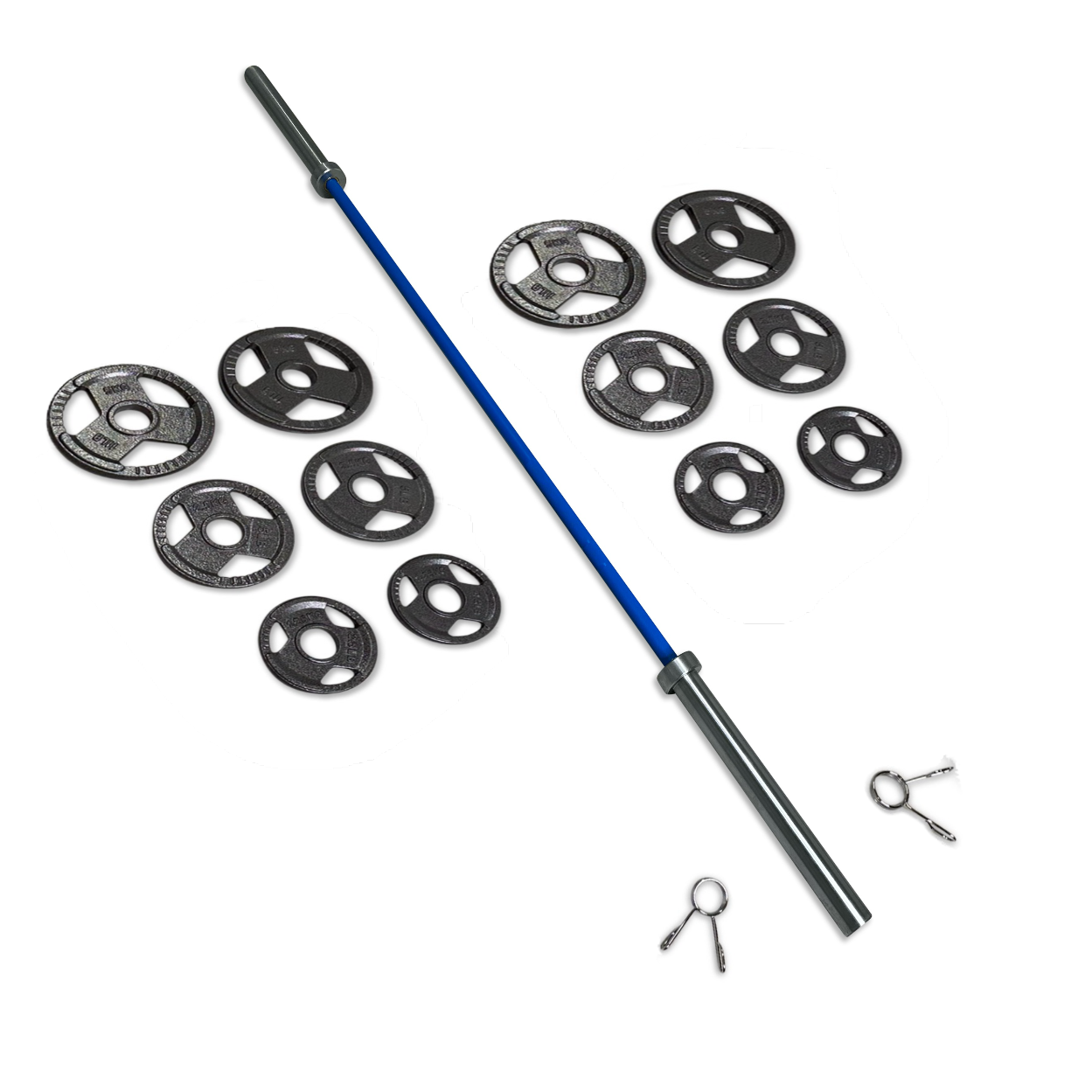 43-55kg Cast Iron Tri-Grip Barbell Set