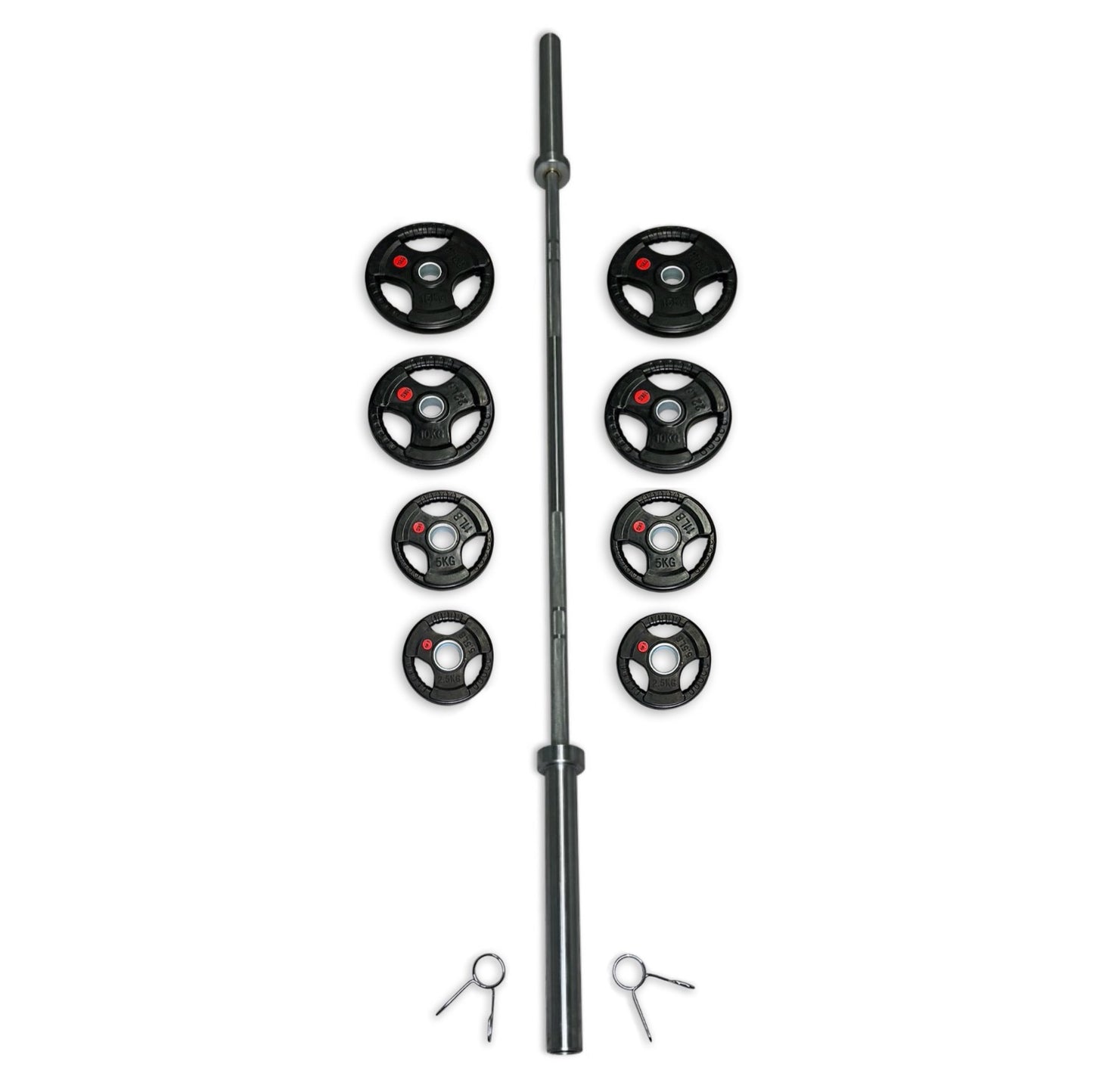 73-85kg Rubber Coated Tri-Grip Barbell Set