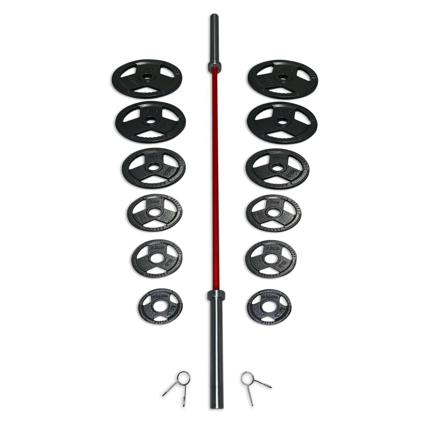 115-127.5kg Cast Iron Tri-Grip Barbell Set
