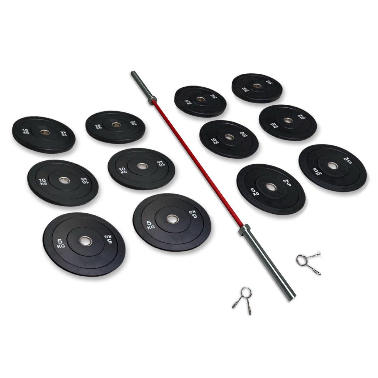 128-140kg Bumper Barbell Set