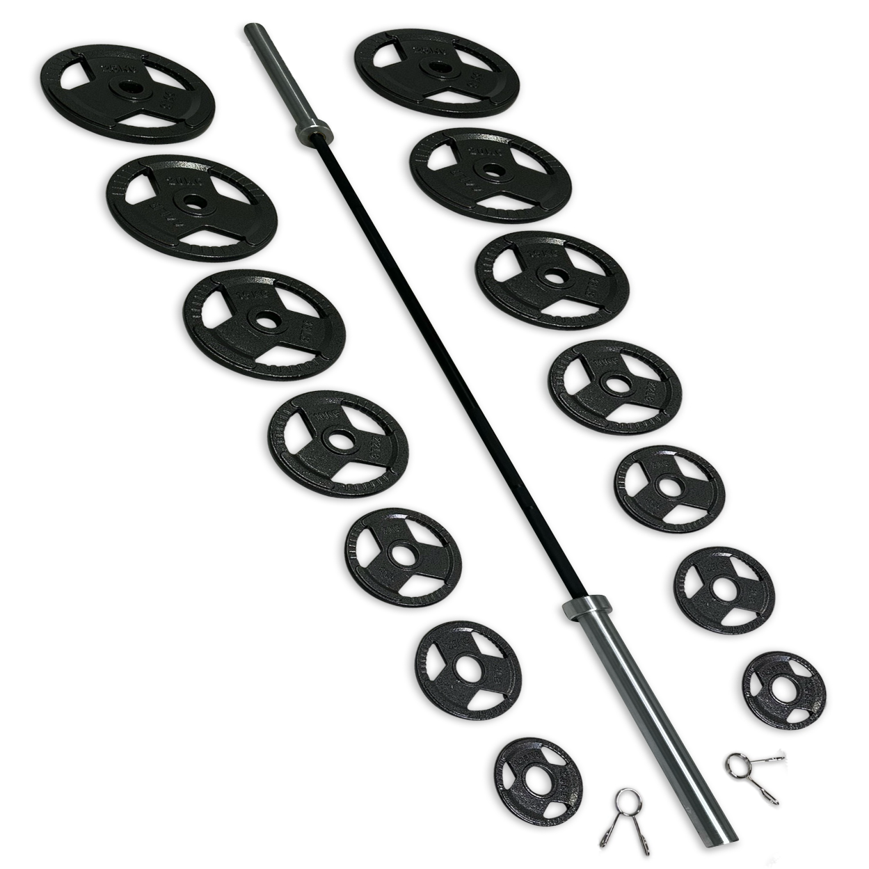 165-177.5kg Cast Iron Tri-Grip Barbell Set