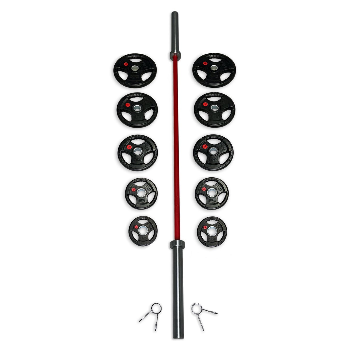 113-125kg Rubber Coated Tri-Grip Barbell Set
